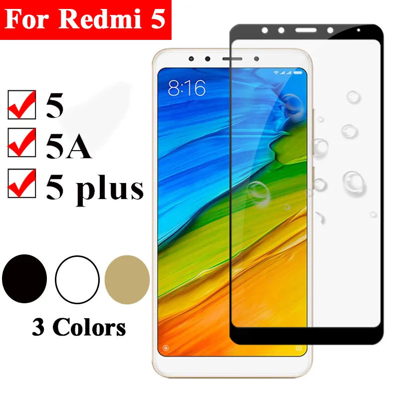 Защитное стекло с полным покрытием для xiaomi redmi 5 plus защита экрана xiomi readmi 5a a5