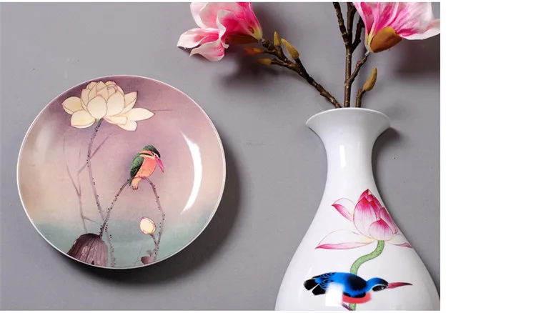 Lotus ceramics декоративные тарелки настенные украшения китайская Декоративная посуда ремесла домашний ТВ фон настенные Подвески
