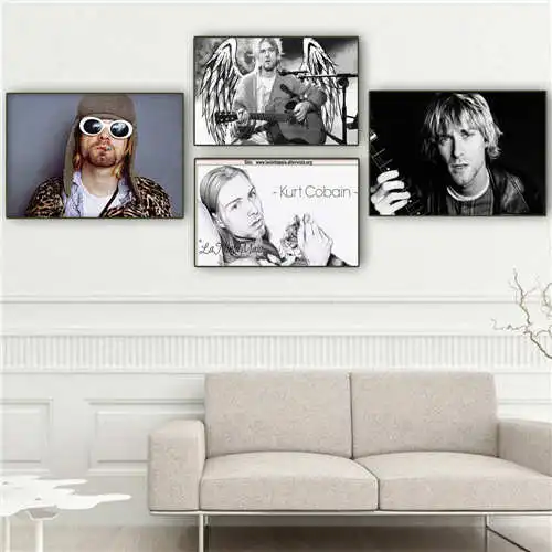 Изготовленный На Заказ Kurt Cobain (1) Печатный постер ткань стены искусства картины
