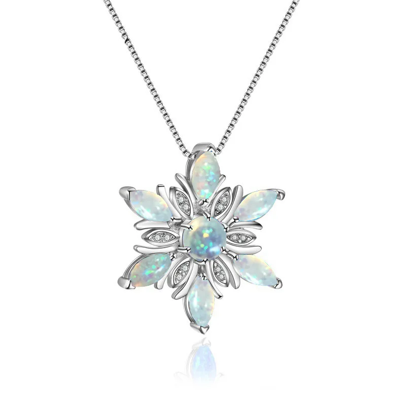 Женское блестящее бриллиантовое ожерелье посеребренные ожерелья с опалом из