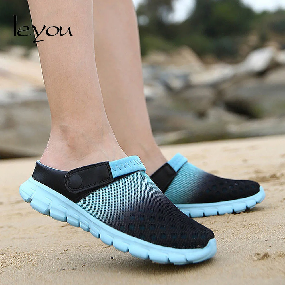 Мужские сандалии Шлепанцы Пляжная обувь Слипоны сетчатые тапочки с закрытым