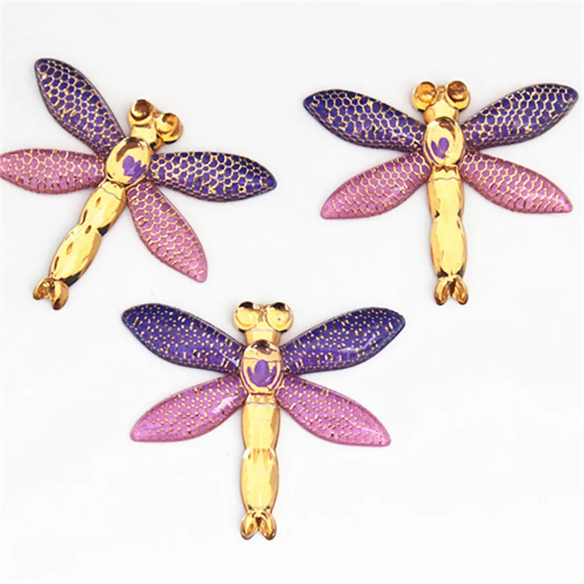 Micui 10 шт. 38*45 мм акриловые цветные стрекозы плоские стразы с кристаллами