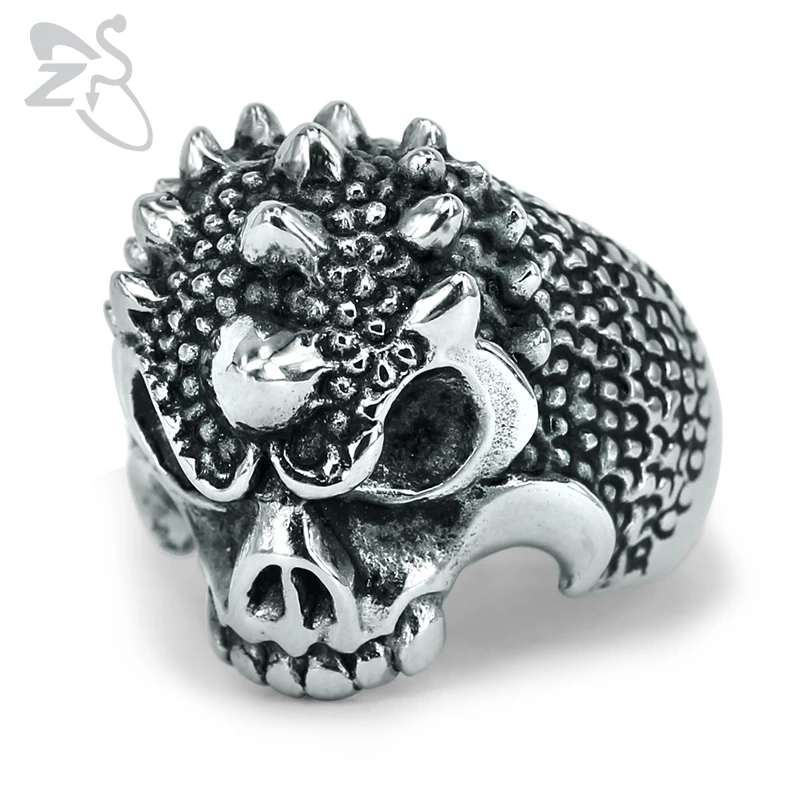Мужские кольца с черепом из нержавеющей стали ZS винтажные в стиле рок ролл
