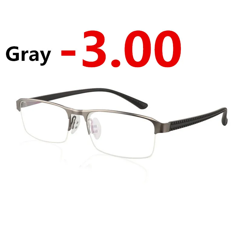Gray -3.00 JIE. B переходные фотохромные солнцезащитные очки близорукость очки готовые близорукость очки для мужчин компьютерные оптические очки Рамка очки с диоптриями-1-2-3-4 - Цвет оправы: Gray -3.00