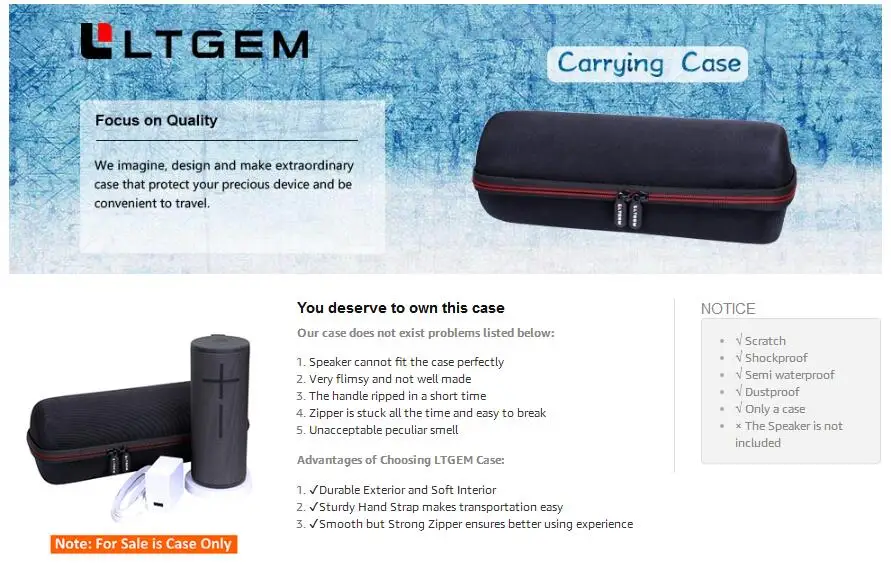 LTGEM Сумка для планшета EVA для высококачественные ушные стрелы 3 портативный Bluetooth беспроводной динамик-Дорожная Защитная сумка для переноски(подходит