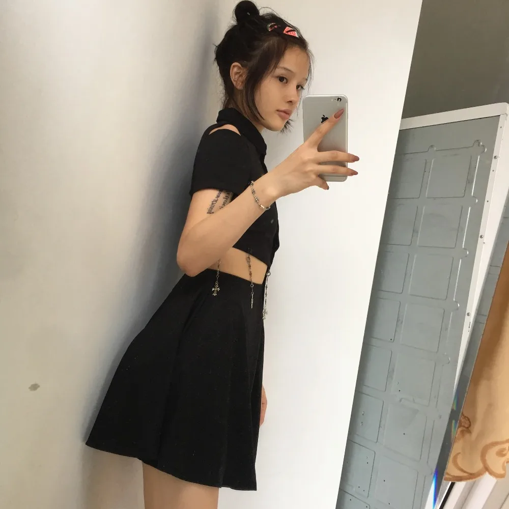 2019 готическое платье для девочек сексуальные платья с открытой талией и