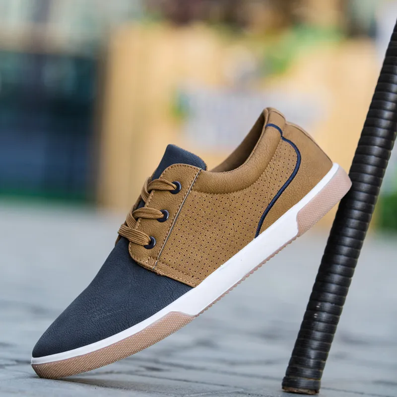 New men's shoes retro-style Skateboard Casual solid Boat English sanded low band pu leather | Обувь