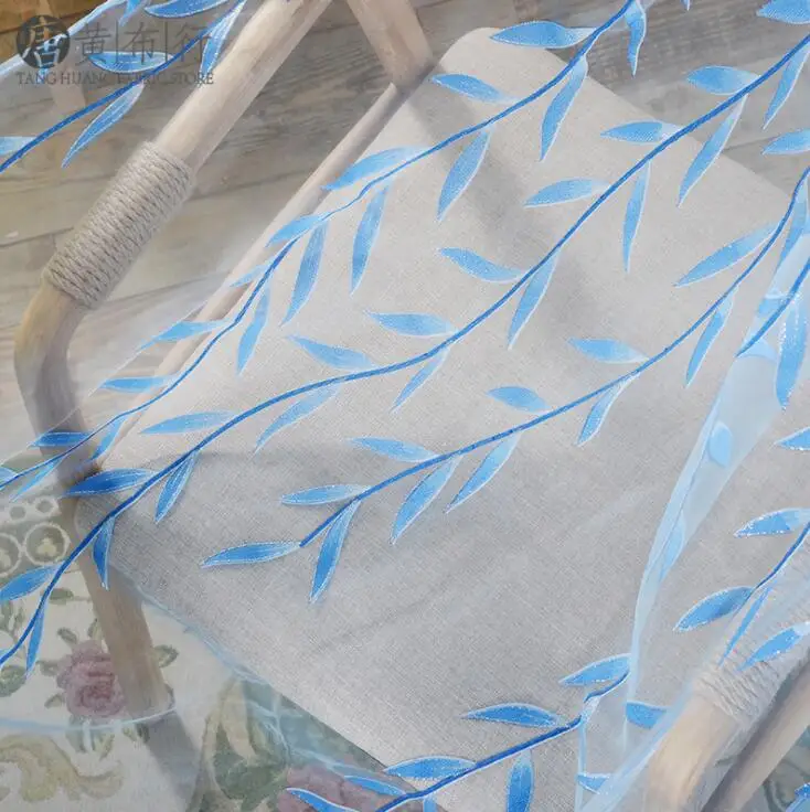 Свежие тюлевые занавески с листьями ивы пасторальный стиль декоративные для