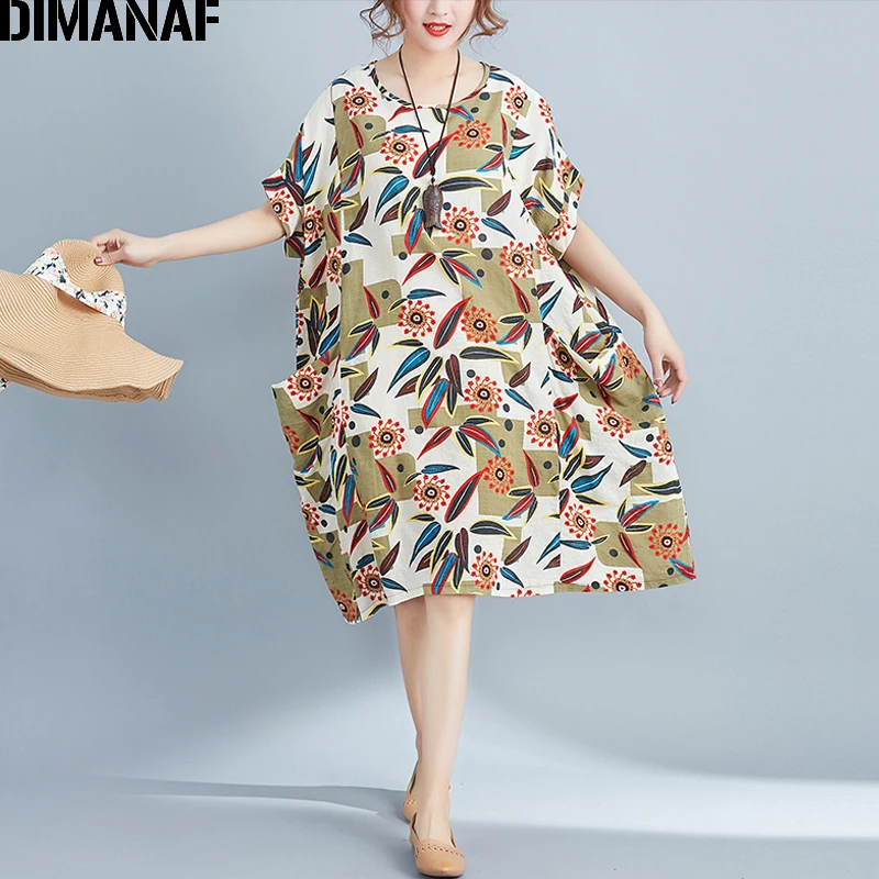 Dimanaf женский платье Размеры белье женское летнее с рукавами летучая мышь плюс