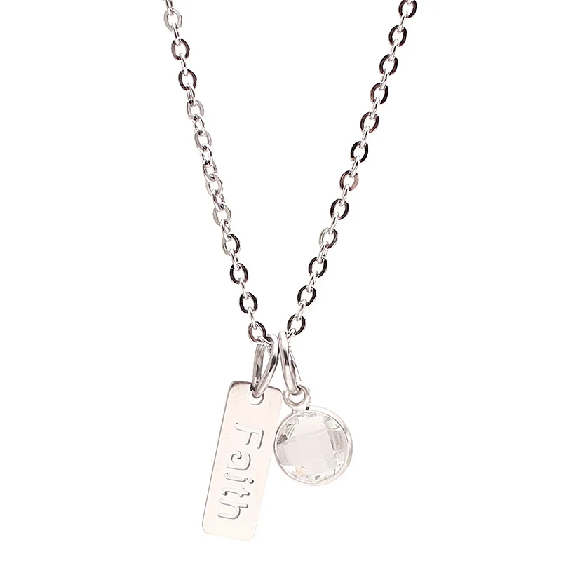 Hot Sell Birthstone Necklace Glass Stone Faith Dream Stainless Steel Encouraged Custom Necklaces Jewelry for Birthday Gift | Украшения и