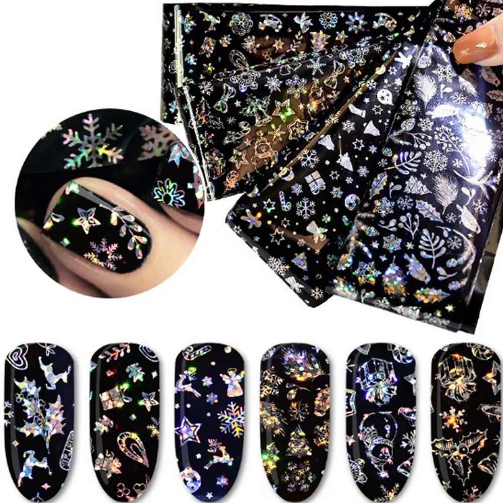 1 пижамный комплект на Рождество для ногтей Фольга со снежным цветком Star наклейка