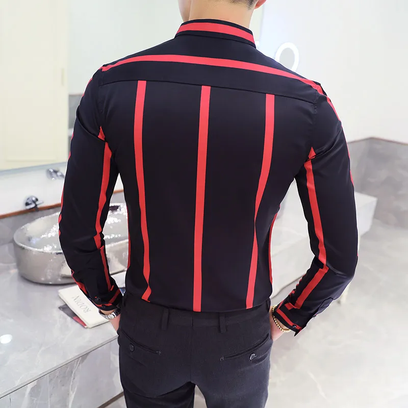 YC094 * 2018 Мужская модная полосатая Повседневная рубашка с длинными рукавами для