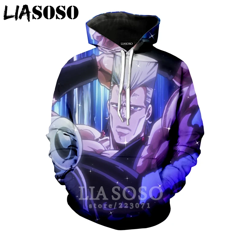 LIASOSO, новинка зимы, для мужчин и женщин, Джорно Джованна, толстовка, 3D принт, JoJo, Необычные приключения, толстовки, с длинным рукавом, топ, пуловер, B051-10