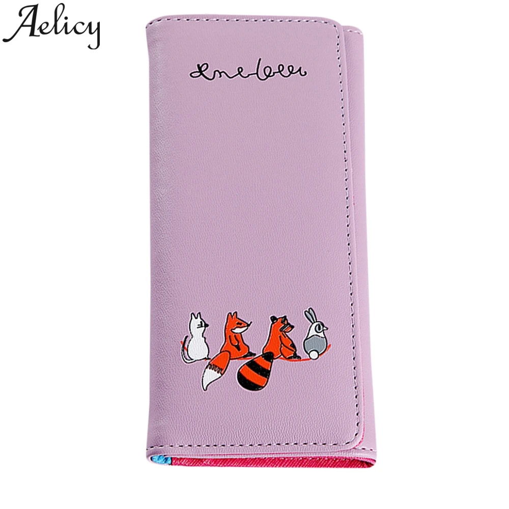 Aelicy, длинный кожаный кошелек с лисой кошкой, женские кошельки, кожаная сумка с отделением для монет, Сумка с держателем для кредитных карт, сумки, женские сумки, дизайнерские