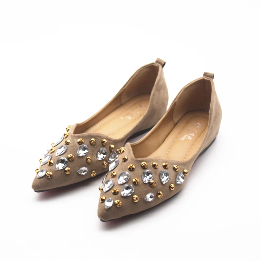 Женская удобная обувь Marlisasa со стразами коричневая офисная без шнуровки модель