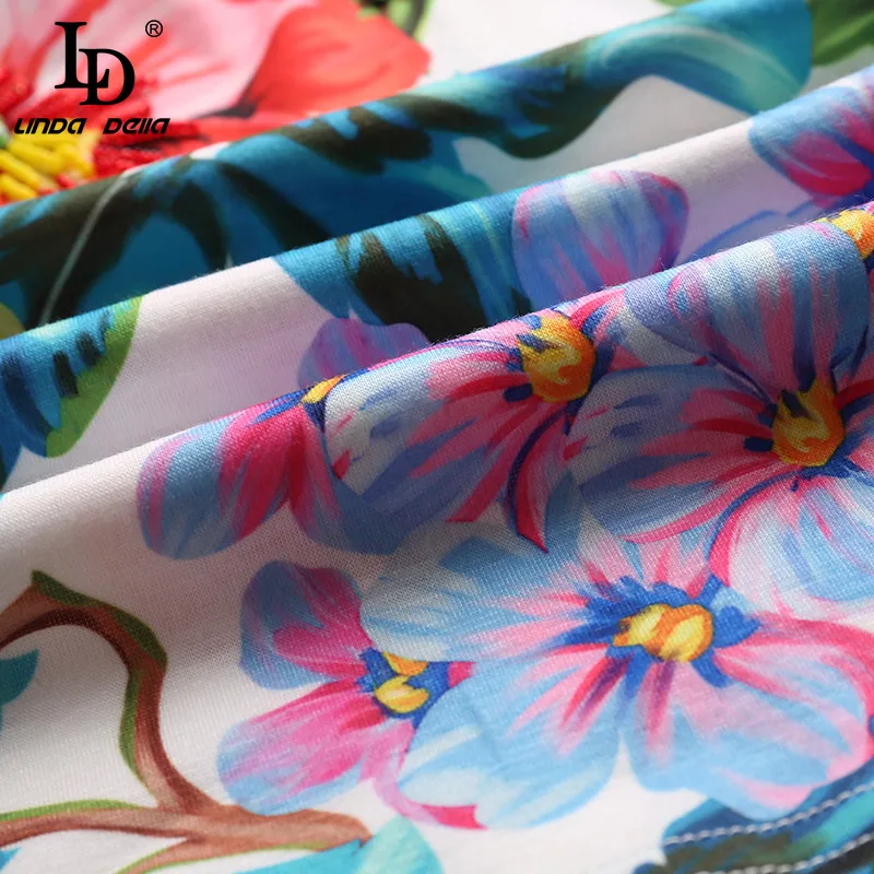 Женская футболка с коротким рукавом LD LINDA DELLA Повседневная цветочным принтом и