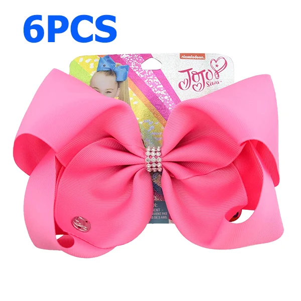 13 " Jumbo JOJO твердые девушки Луки для волос Стразы Grosgrain ленты Hairbows бутик клип головной убор бант Детские аксессуары для волос - Цвет: 13