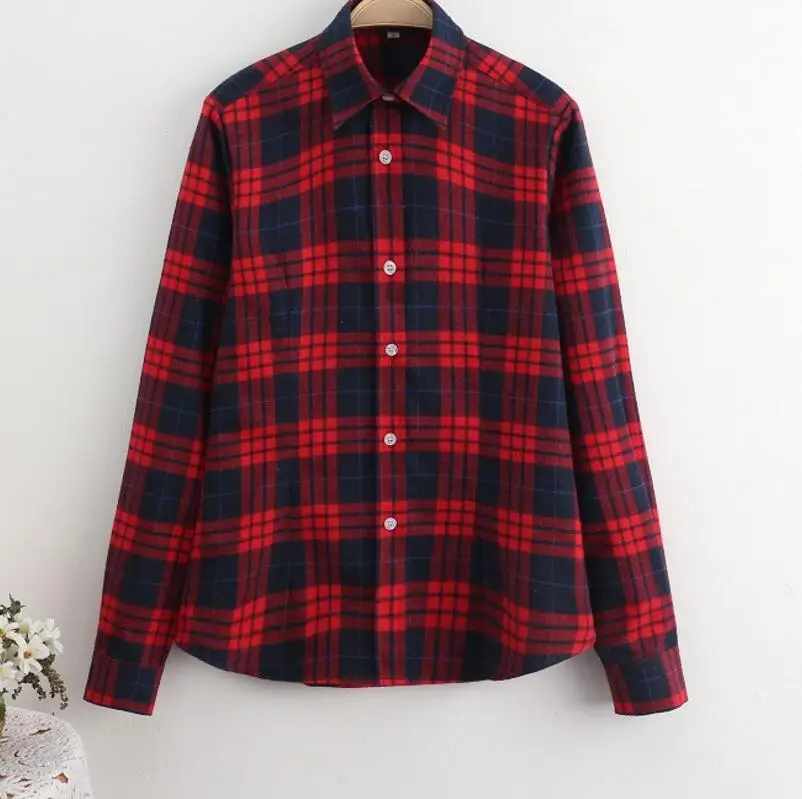 Новинка 2021 клетчатая рубашка Женская хлопковая приталенная с длинным рукавом