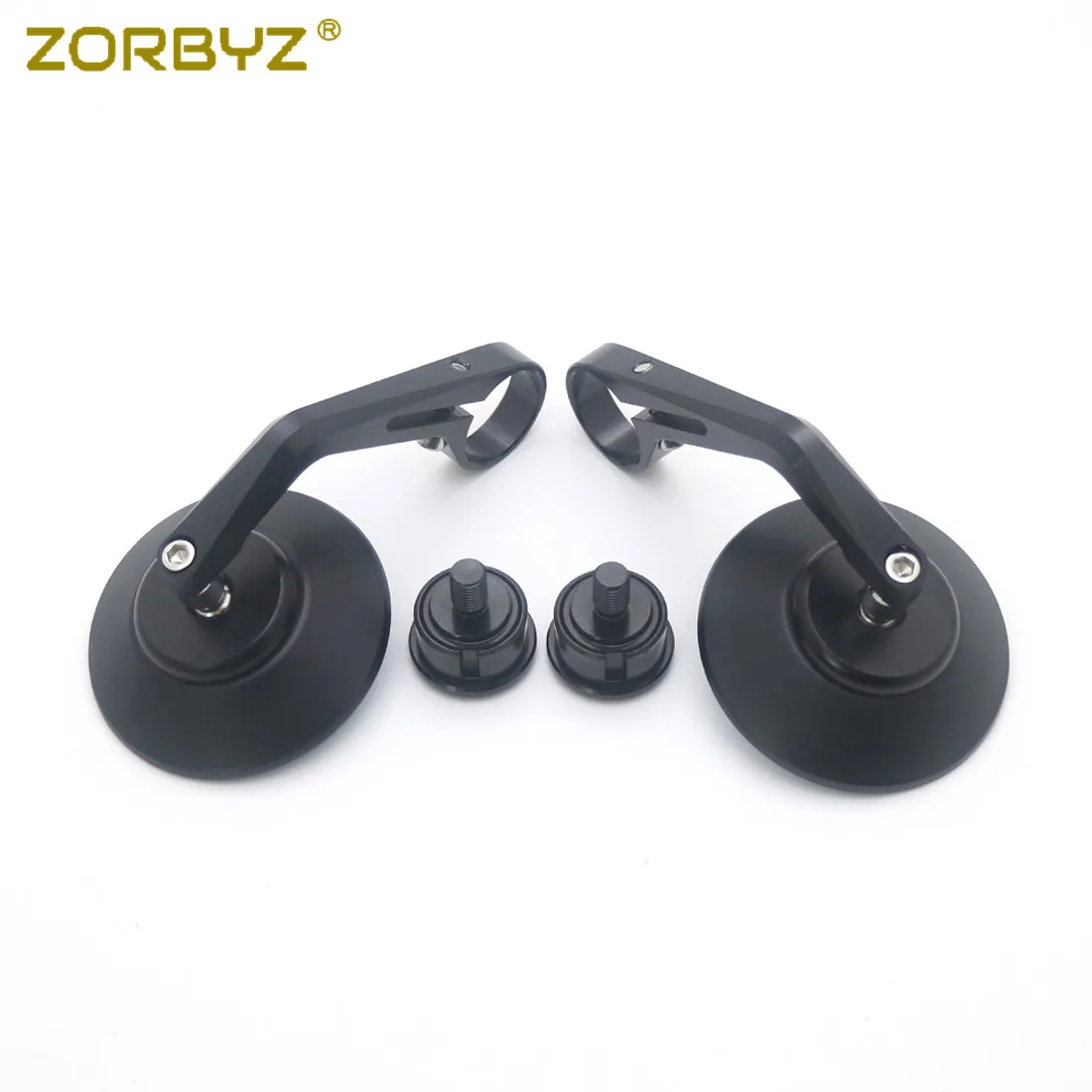 ZORBYZ черная алюминиевая ручка бар конец круглое боковое зеркало заднего вида 10 мм