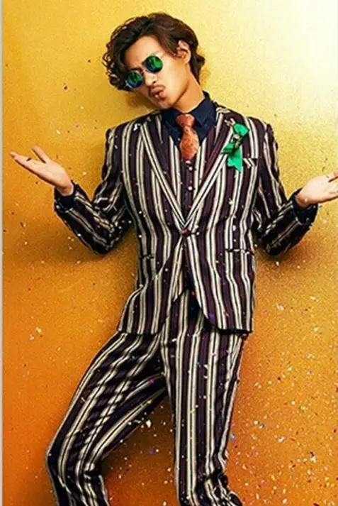 

Stripe blazer men formal dress latest coat pant designs suit men costume homme terno slim masculino suits for men's korean stage