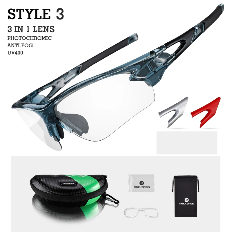 Style 3 RockBros Фотохромных Поляризованные Велоспорт Очки Спорт На Открытом Воздухе Велосипедов Очки Велосипед Солнцезащитные Очки Очки Очки Близорукость Кадров - Цвет: Style 3