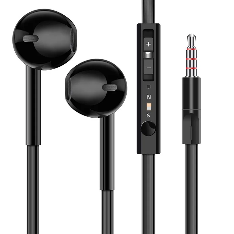 Наушники EARDECO с плоским проводом, спортивные наушники для телефона, Mp3, вкладыши, проводные наушники, стерео наушники, гарнитура с микрофоном, басы для телефона Xiaomi - Цвет: Black-flat wire
