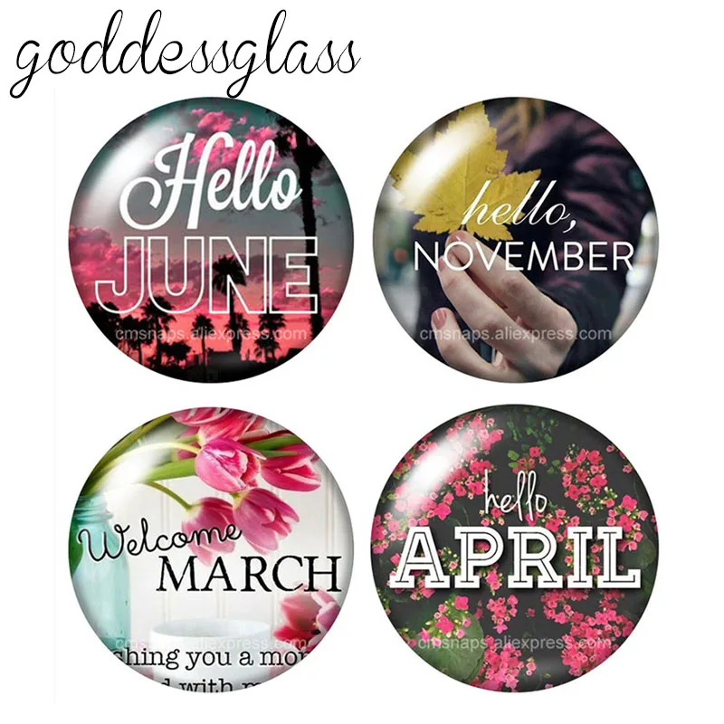 Каждый месяц Здравствуйте январь март 10 шт. 12 мм/18 мм/20 мм/25 мм круглые фото-стекла