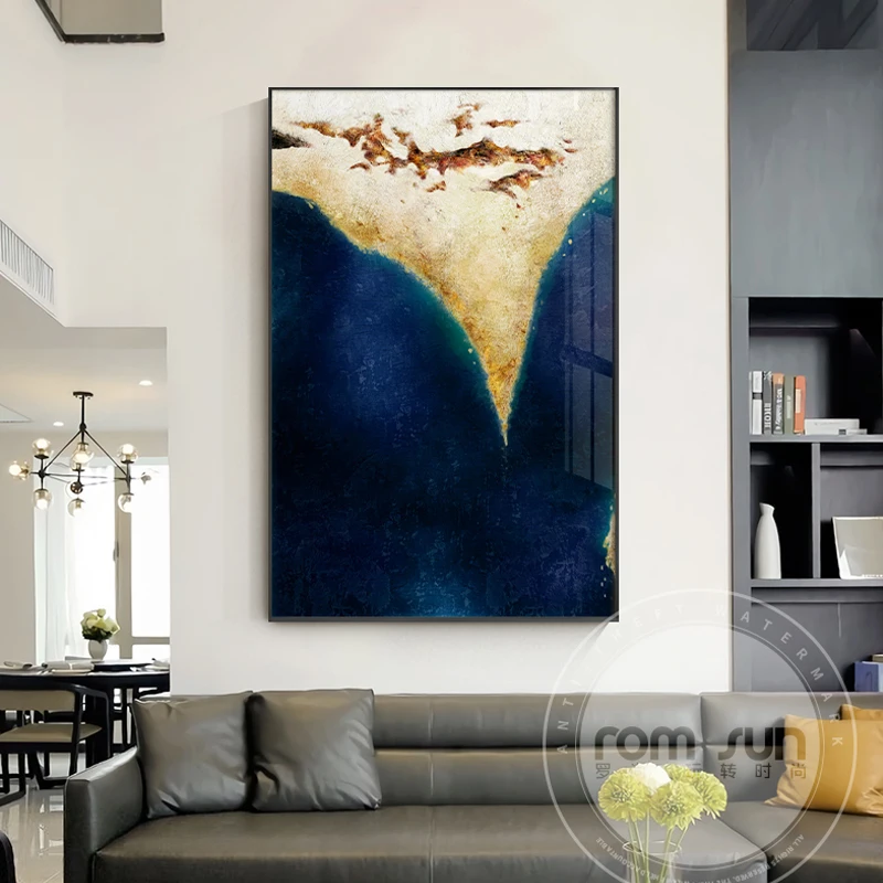 

Abstract Blue Color Canvas Atr Modern Painting Poster Print Cuadro Decoration Home for Living Room Nordic Style Wall Art Picture