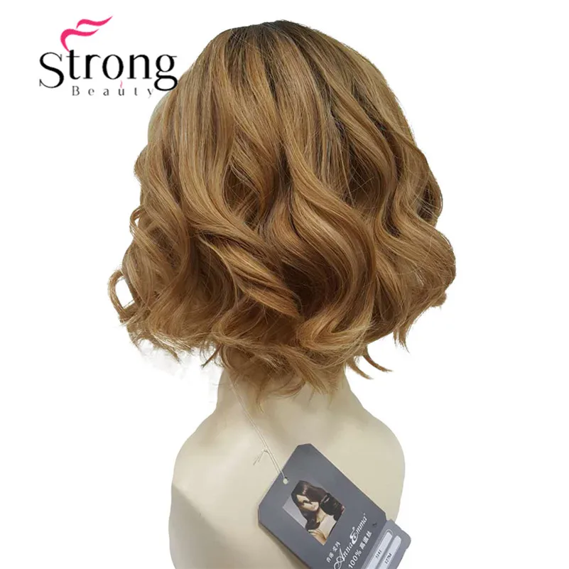 StrongBeauty короткий черный/коричневый Омбре Боб, боковая часть, без челки полный синтетический парик выбор цвета