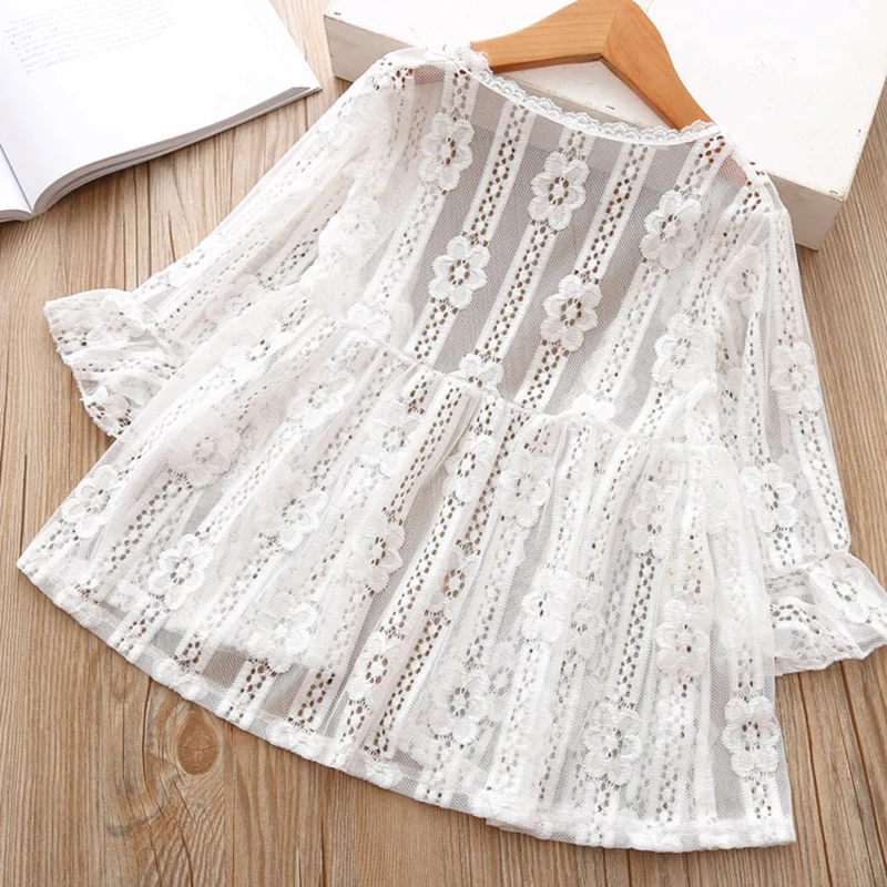 Кружевная Солнцезащитная одежда для детей летние куртки девочек Верхняя пальто