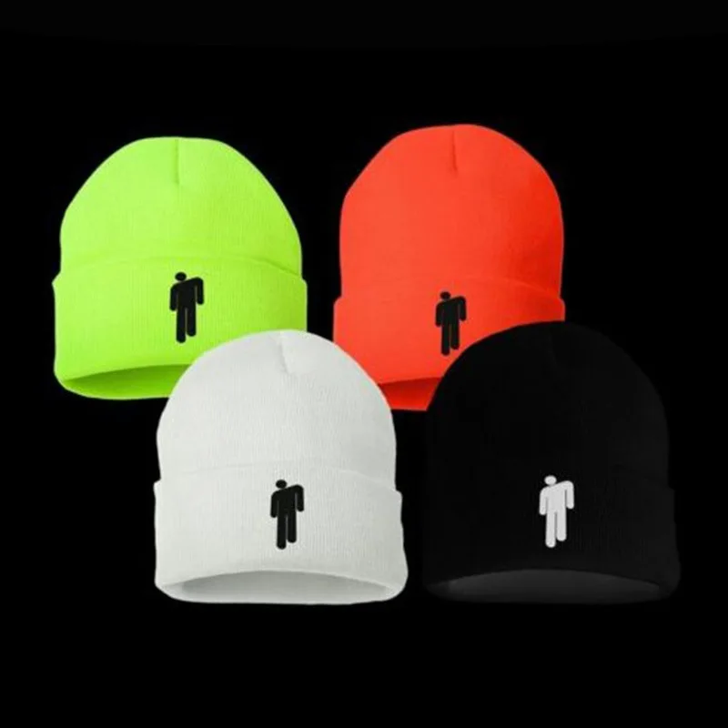Billie Eilish Beanies, зимние вязаные шапки для женщин, шапки с вышивкой для маленького человека, Мужская Осенняя шапка, женская шапка в стиле хип-хоп