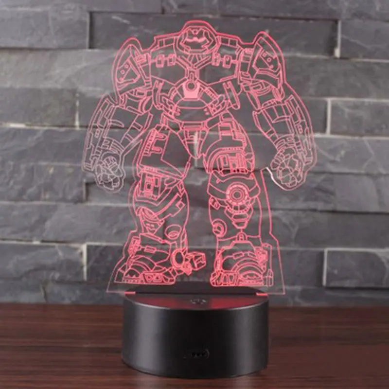 Сверхмощная 3D лампа в стиле Железного человека светодиодный ночсветильник 7