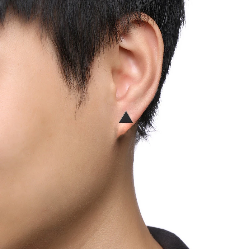 Высококачественные геометрические треугольные серьги-гвоздики из нержавеющей