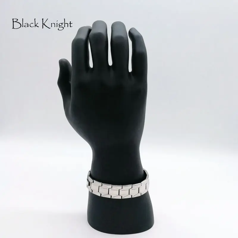 Классический мужской браслет цепочка Black Knight Серебристый из нержавеющей стали