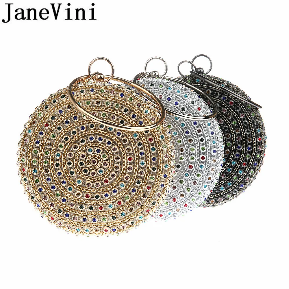 JaneVini женские сумки клатчи с разноцветными бусинами золотые круглой цепочкой