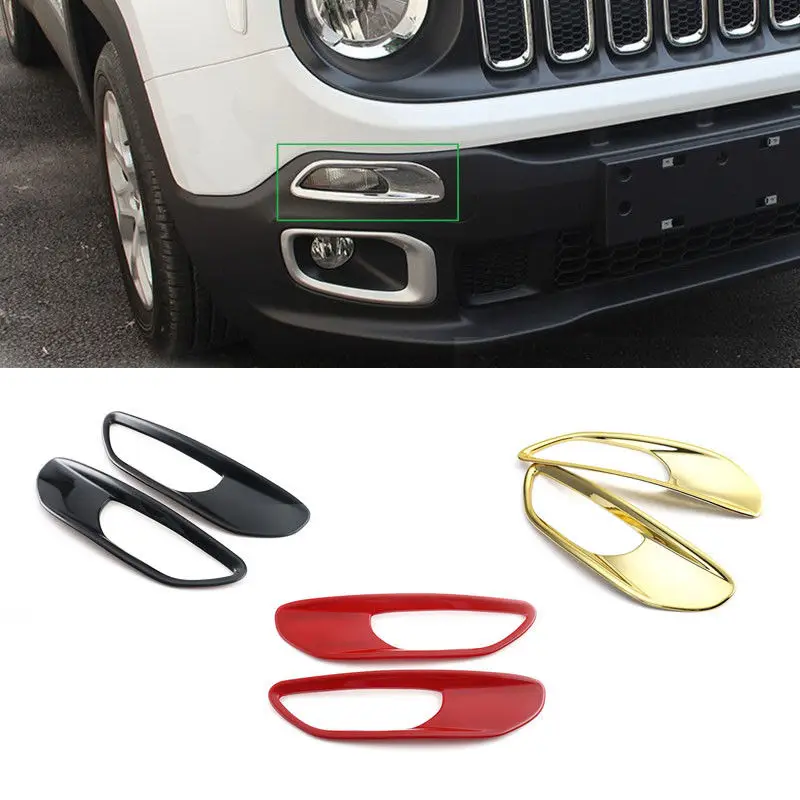 

2pcs ABS Daytime Running Light Cover DRL Decorative Trim Garnished Bezel For 2015-2016 Jeep Renegade Car Styling