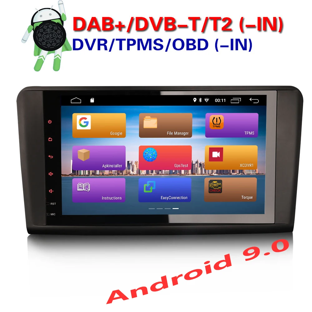 Erisin ES2994L 9 &quotАвтомобильный мультимедийный плеер авто радио Android 0 DAB + DVR OBD GPS для