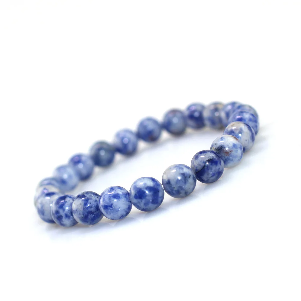 Простой белый точка Природный камень синего цвета браслет летом прохладно для