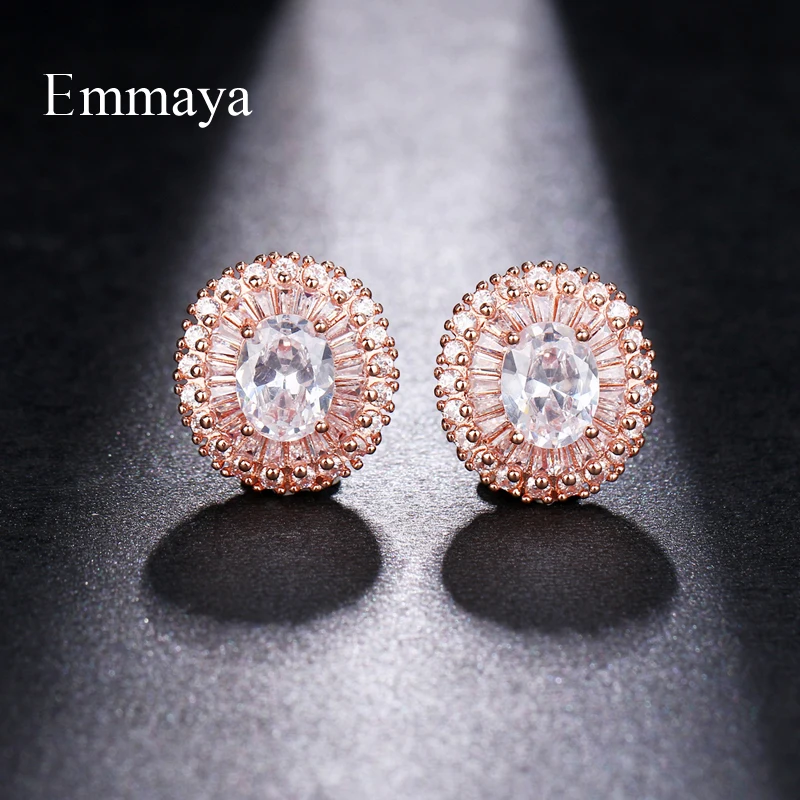 EMMAYA модные ювелирные изделия круглые белые циркониевые серьги AAA для женщин