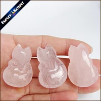 100 real natural rose quartzs carved fox amulet lucky pendant necklace fashion animal crystal jewelry beads 32x22 mm hs1064
