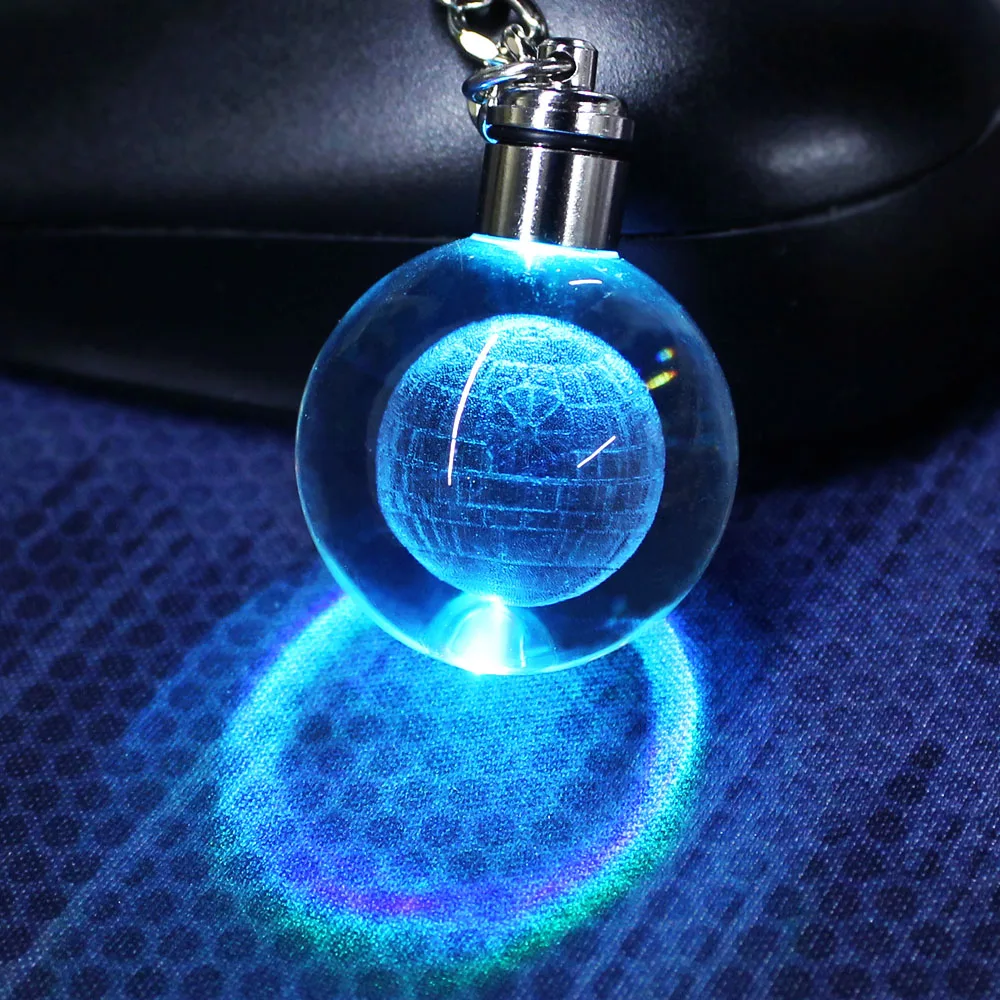Star Wars Go гравировка круглый мини Портативный 3D кристалл Стекло мячом Death led брелок