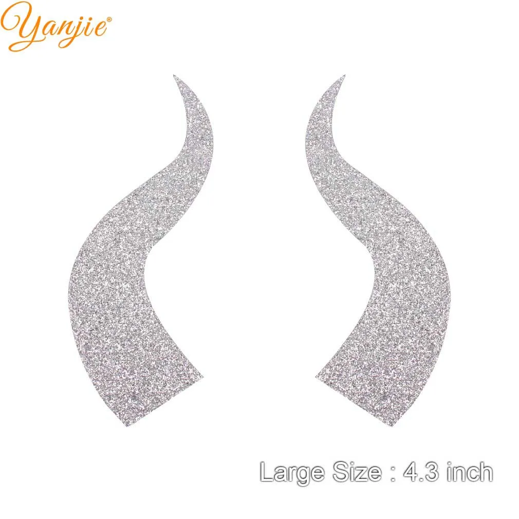 large-sliver 10pairs/lot Glitter Felt Devil Horn For Girls Women Headband Hot Sale Halloween Party Kids Hair Bow DIY Hair Accessories - Цвет: large-sliver