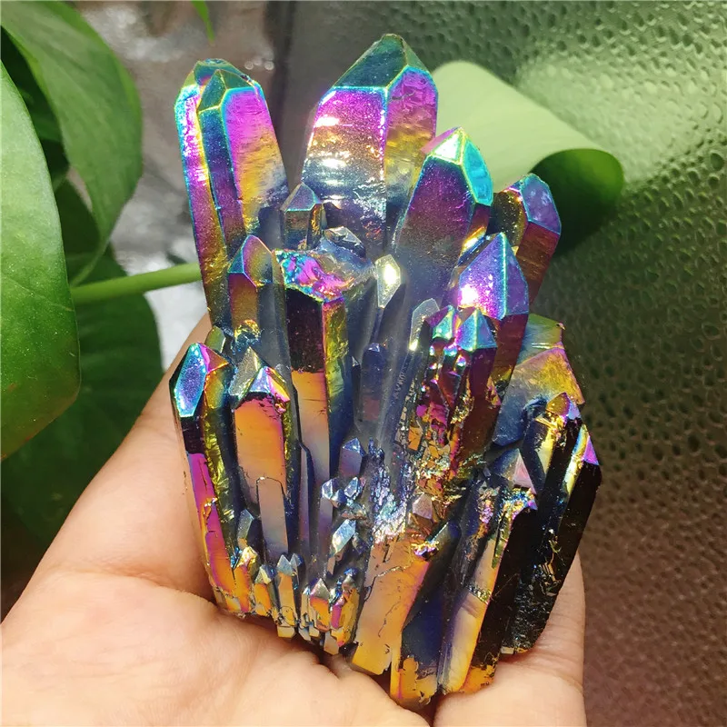 

1pcs Natural crystal quartz Rare colorful flame aura quartz crystal cluster Ore Mineral Healing Specimens Random delivery
