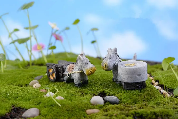 Donkey Pull Cart каменная мельница миниатюрный Сказочный Сад домашнее украшение для дома мини-ремесло Ландшафтный Декор микро DIY аксессуары