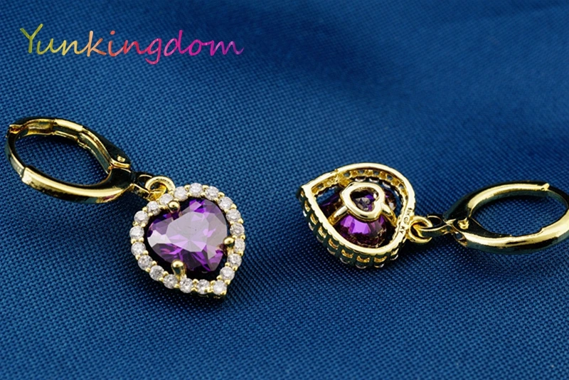 Женские Романтические серьги капельки Yunkingdom с фиолетовыми кристаллами и