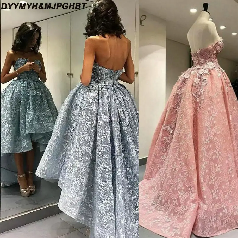 Простые красивые кружевные вечерние платья с коротким передом и длинной спинкой