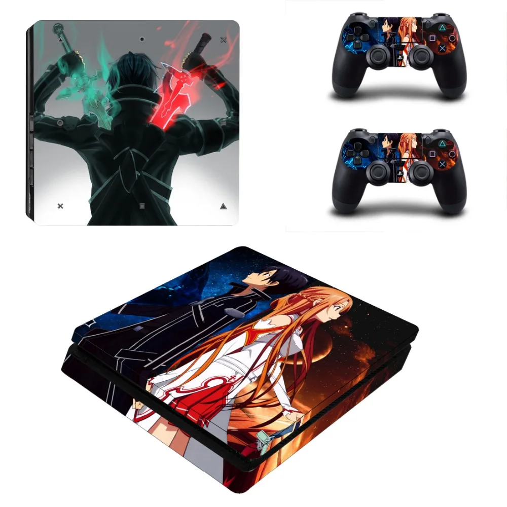 Sword Art Online портативная наклейка и 2 геймпада скины + наклейки для Dualshock PS4 Slim Playstation 4