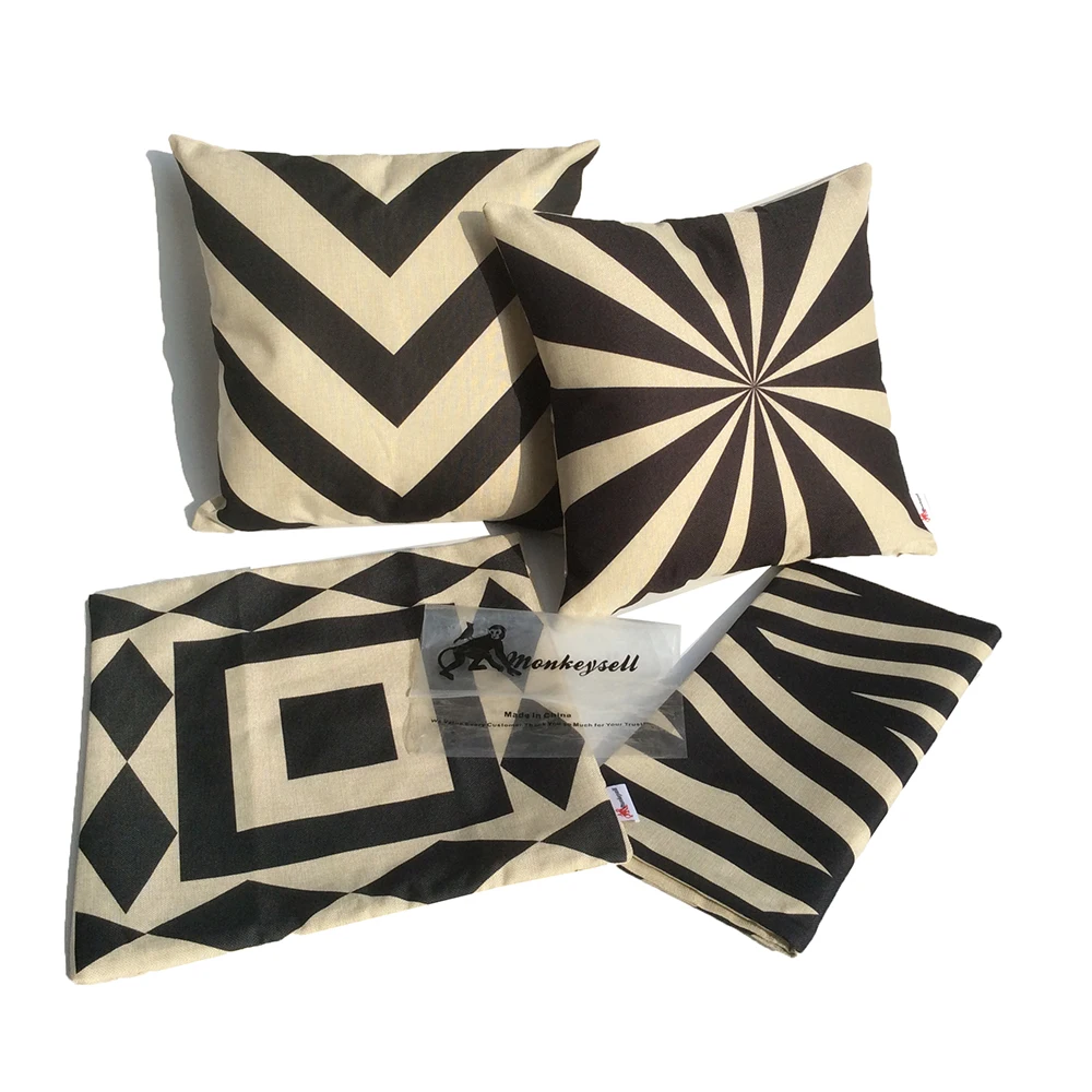 Черно белая наволочка для подушки дома льняная дивана геометрические точки|cushion