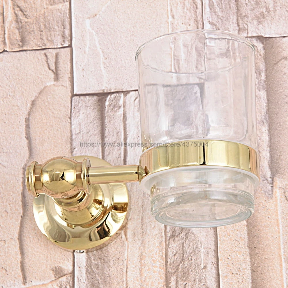 Золотистые Латунные настенные чашки и держатели держатель для зубной щетки