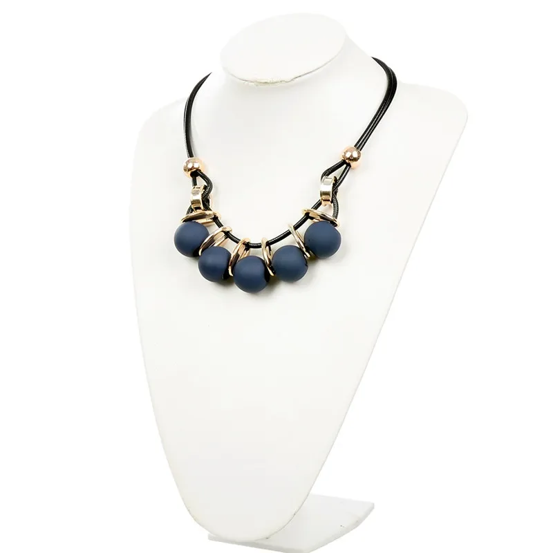 Женское ожерелье с подвеской PINKSEE длинное из черного кожзаменителя бусинами|bib